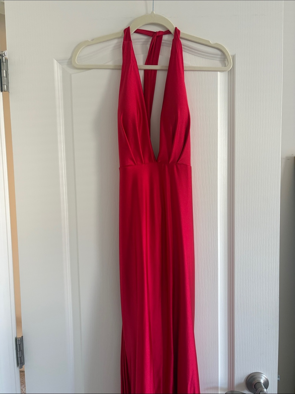 Elegant Red Halter Prom Dress